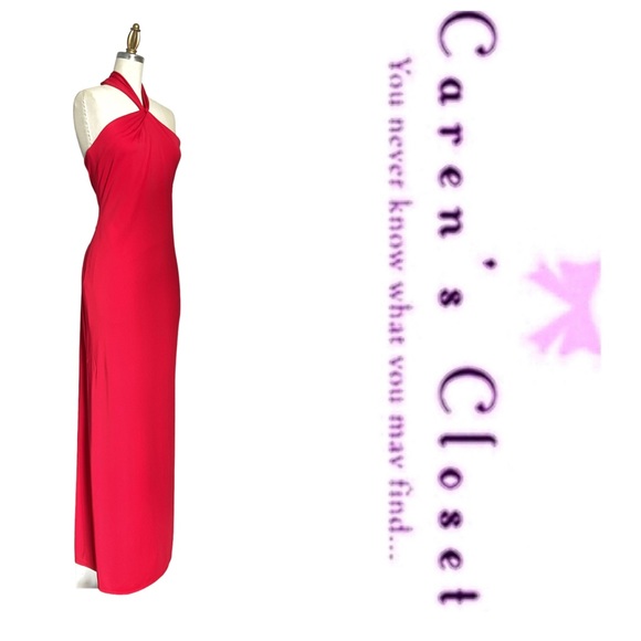 David Meister Dresses & Skirts - David Meister Red Halter Long Column Dress Gown
